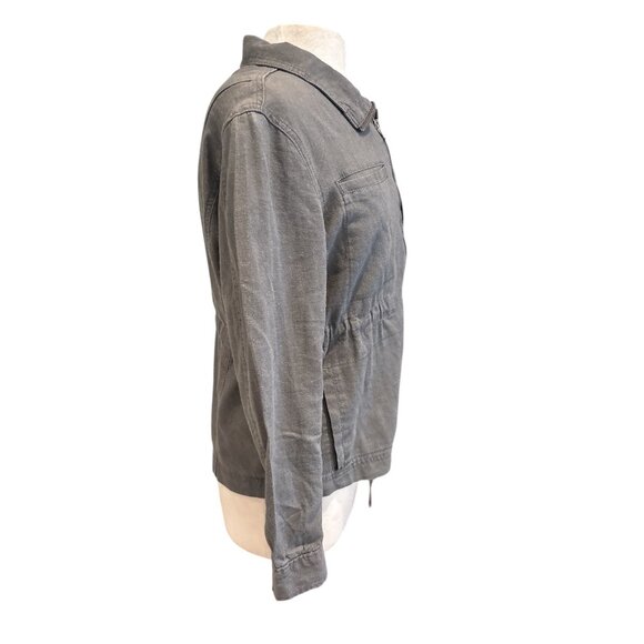 Supplies Womens Gray Zip-Up Jacket With Stand Collar Adjustable Drawstring Waist - Picture 5 of 10